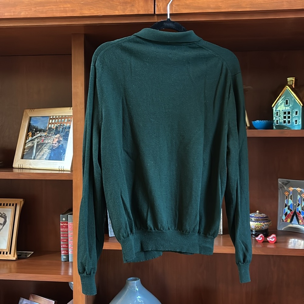 Polo by Ralph Lauren 100% Merino Wool 1/4 Button Pullover Sweater Dk Gr Mens XL - Picture 3 of 10